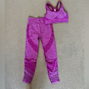 Pink Seamless Leggings and Sports Bra Set